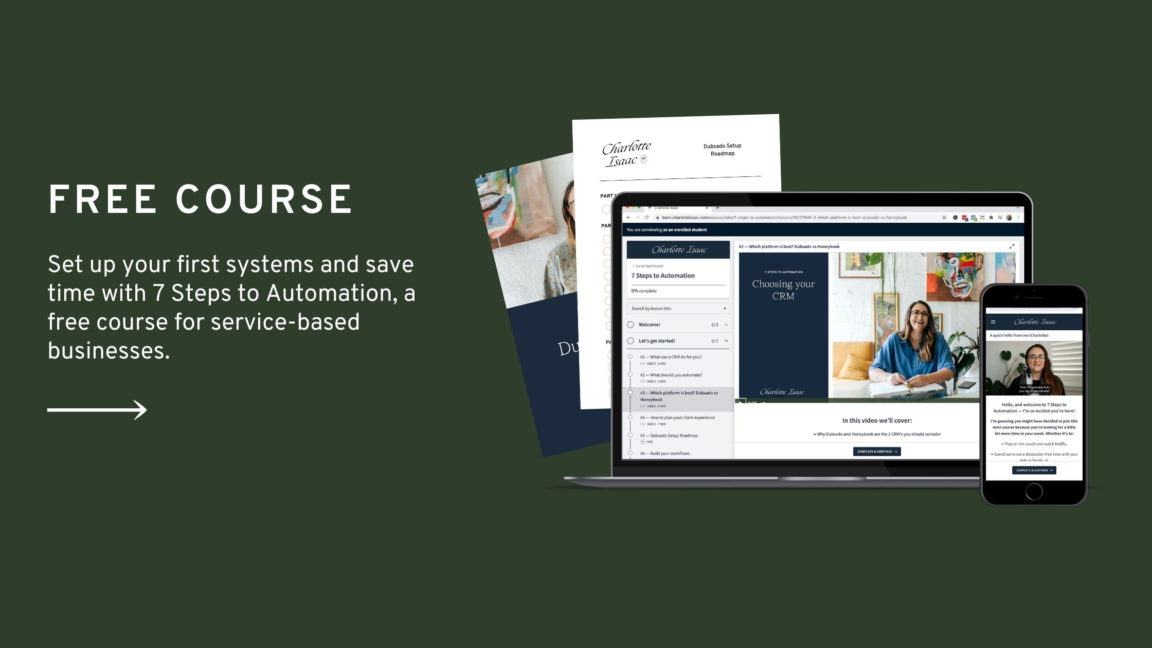 Start using Dubsado automation with this free course, 7 Steps to Automation
